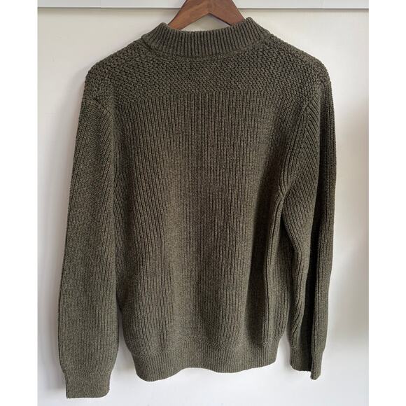 Eddie Bauer Fisherman's Olive Green Knit Sweater Men's Large Pullover Button - Picture 6 of 6